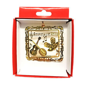 Nashville Music Brass Ornament Tennessee Banjo Guitar